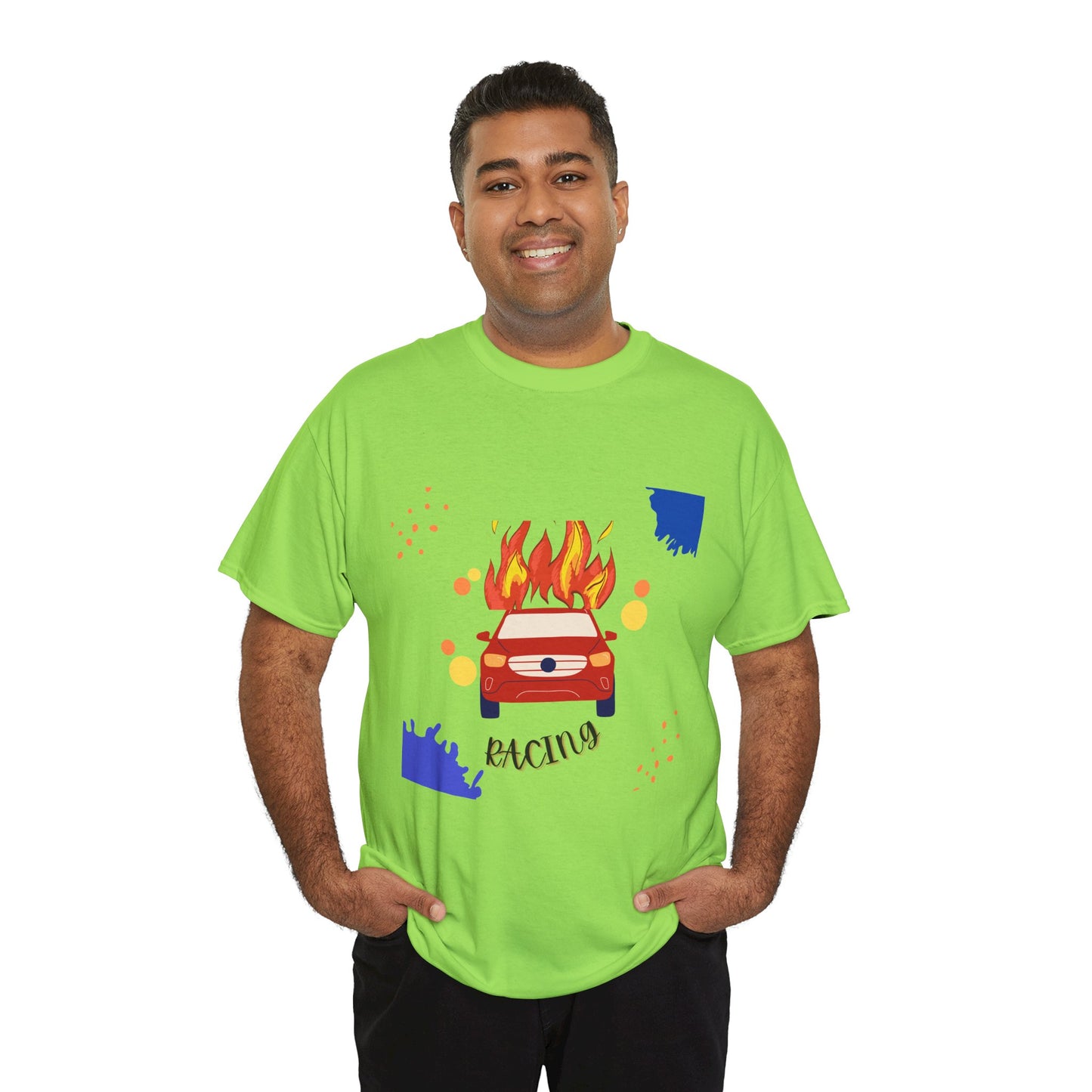 تي شيرت سباقات جرافيكي للجنسين - تي شيرت سباقات سيارات من القطن الثقيل للرجال والنساء، تي شيرت كاجوال لمشجعي رياضة السيارات، بأكمام قصيرة، مقاسات S-5XL