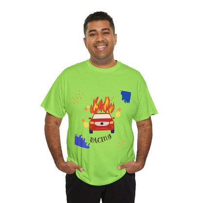 تي شيرت سباقات جرافيكي للجنسين - تي شيرت سباقات سيارات من القطن الثقيل للرجال والنساء، تي شيرت كاجوال لمشجعي رياضة السيارات، بأكمام قصيرة، مقاسات S-5XL