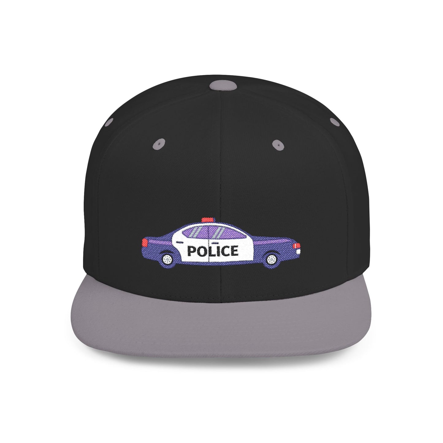Shop the Police Car Snapback Cap – adjustable streetwear hat for adults, perfect car enthusiast gift and urban fashion accessory.