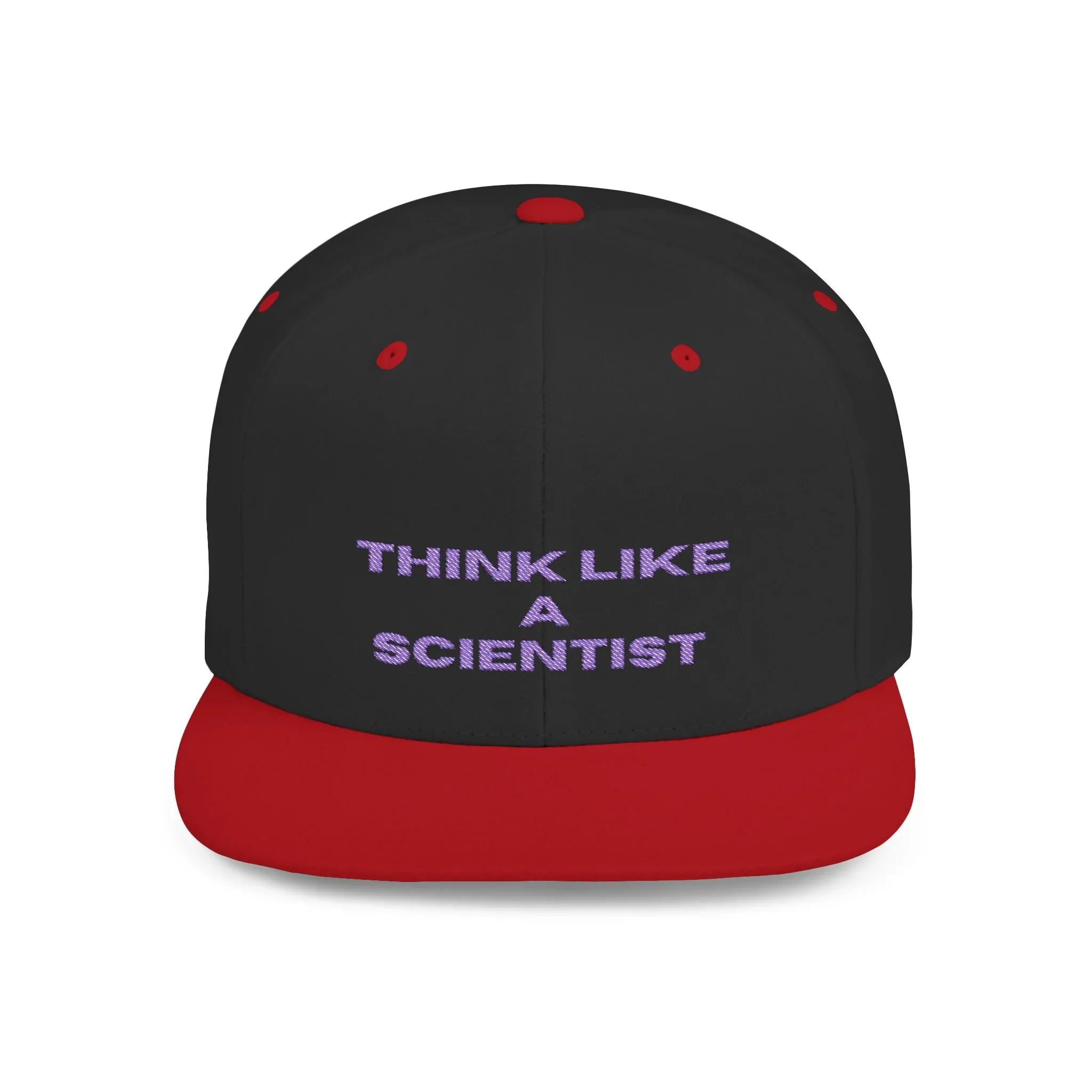 Think Like A Scientist Snapback Cap – Trendy flat bill hat for science lovers, STEM enthusiasts, and geeky gifts. Perfect for casual wear & conventions. - RizQ Life 