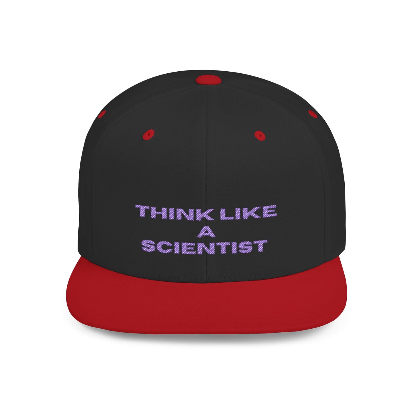 Think Like A Scientist Snapback Cap – Trendy flat bill hat for science lovers, STEM enthusiasts, and geeky gifts. Perfect for casual wear & conventions.