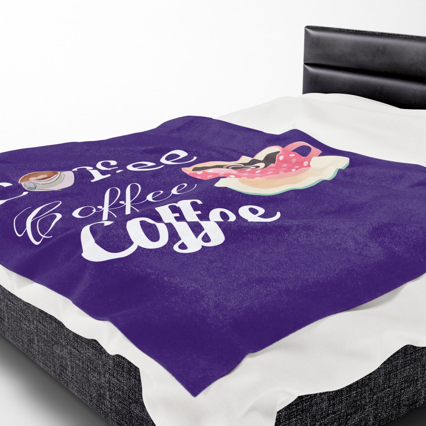 Coffee Lover Velveteen Blanket - Cozy Throw for Warmth, Gift for Him/Her, Coffee Decor, Home Essentials, Snuggle Time