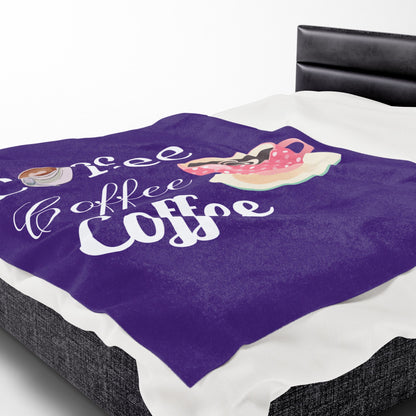 Coffee Lover Velveteen Blanket - Cozy Throw for Warmth, Gift for Him/Her, Coffee Decor, Home Essentials, Snuggle Time