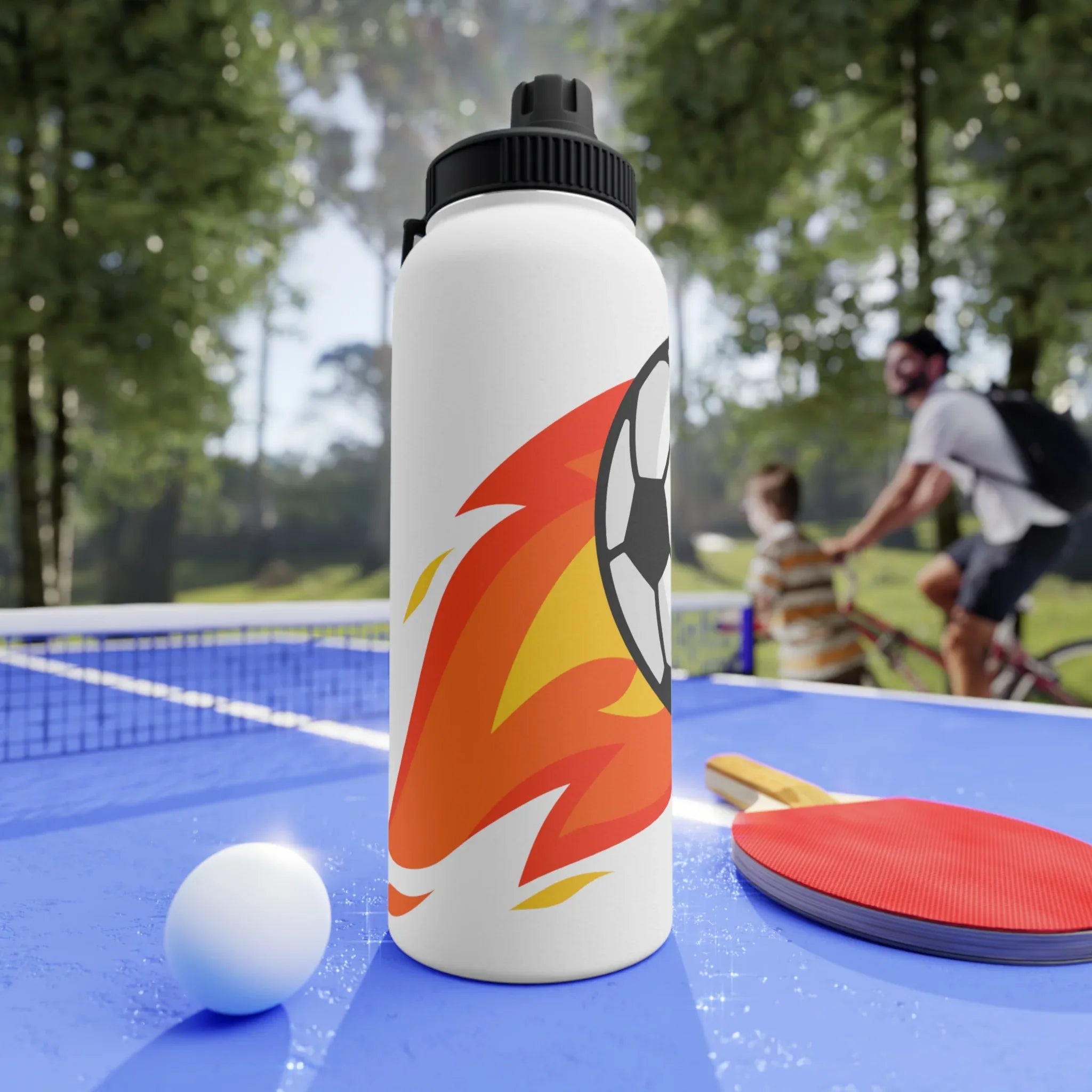 Soccer Fire Ball Stainless Steel Water Bottle – Insulated Sports Bottle - RizQ Life 