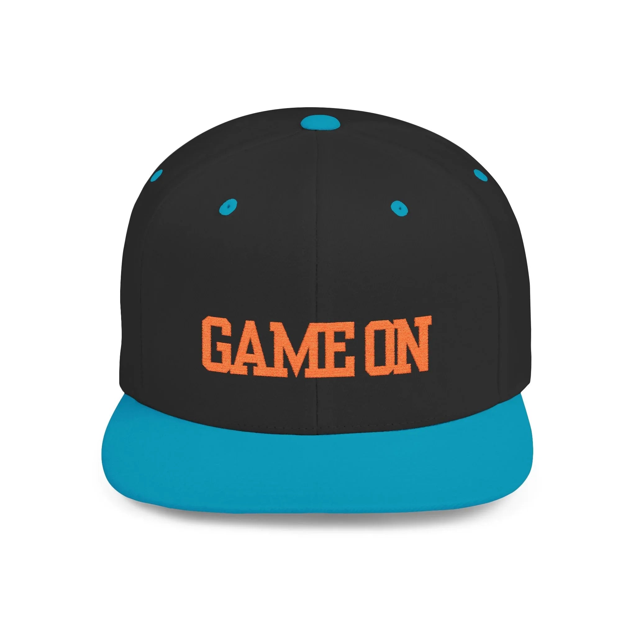 Trendy “Game On” snapback cap for adults. Adjustable flat bill hat, stylish streetwear accessory, perfect for gifts, festivals, sports, and casual outings. - RizQ Life 
