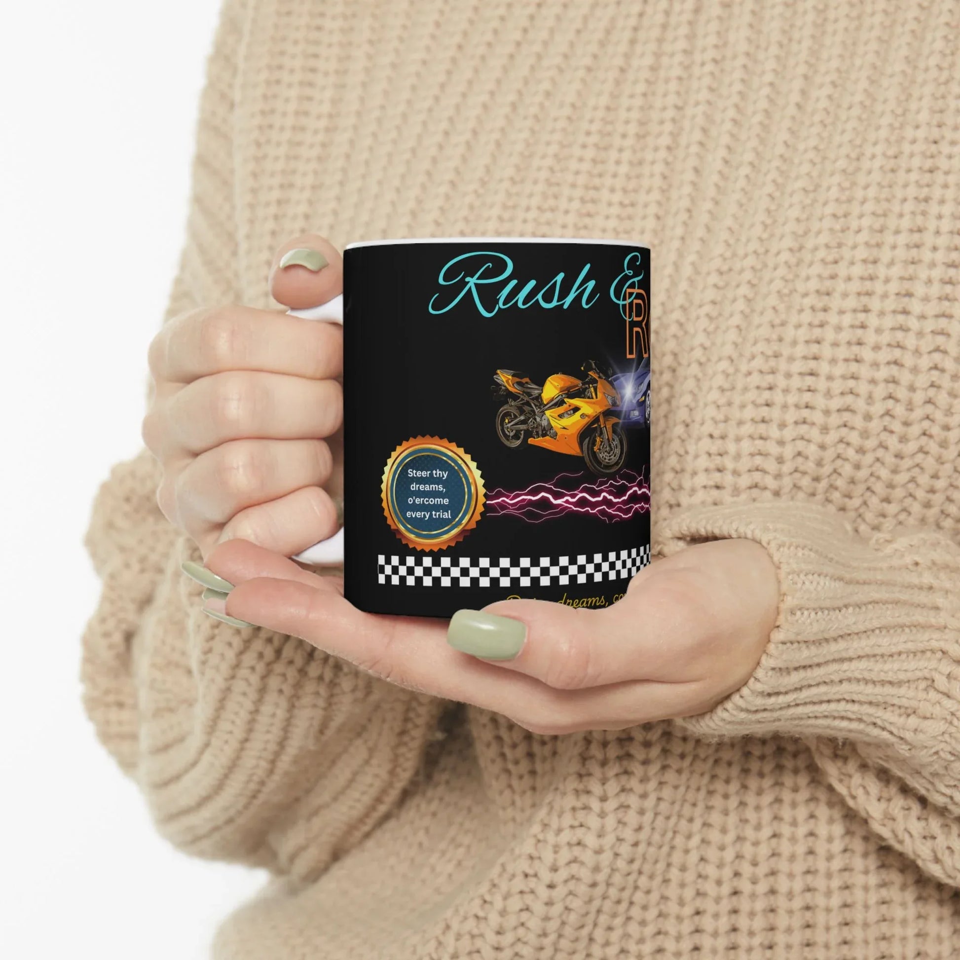 Racing Mug - Rush & Roar Ceramic Mug - Perfect Gift for Car and Motorcycle Enthusiasts - RizQ Life 