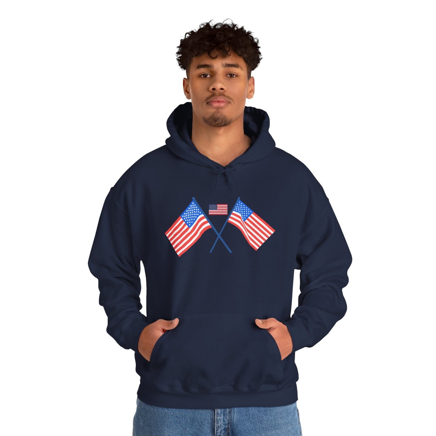 Men's Patriotic Hoodie - Double American Flag Graphic