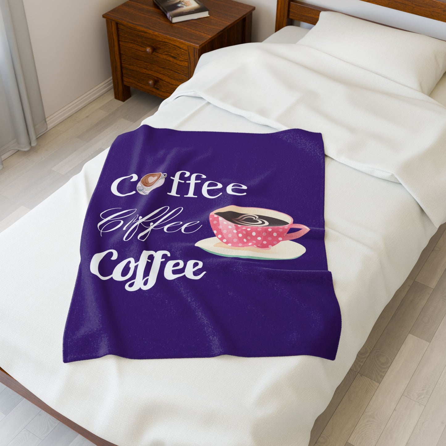 Coffee Lover Velveteen Blanket - Cozy Throw for Warmth, Gift for Him/Her, Coffee Decor, Home Essentials, Snuggle Time
