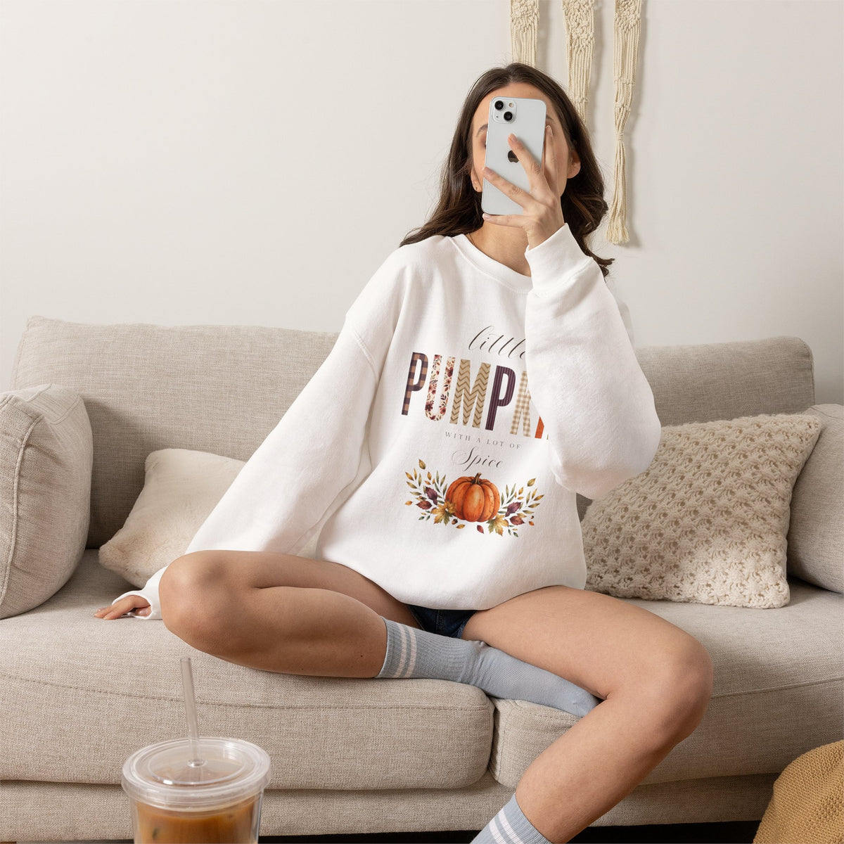 Little Pumpkin With A Little Spice" Sweatshirt – Cozy Fall Plaid & Watercolor Pumpkin Crewneck