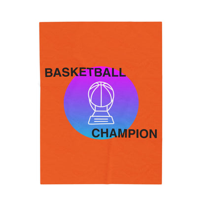 Basketball Champion Velveteen Plush Blanket | Cozy Sports Fan Gift, Soft Throw for Athletes, Birthday Present, Home Decor