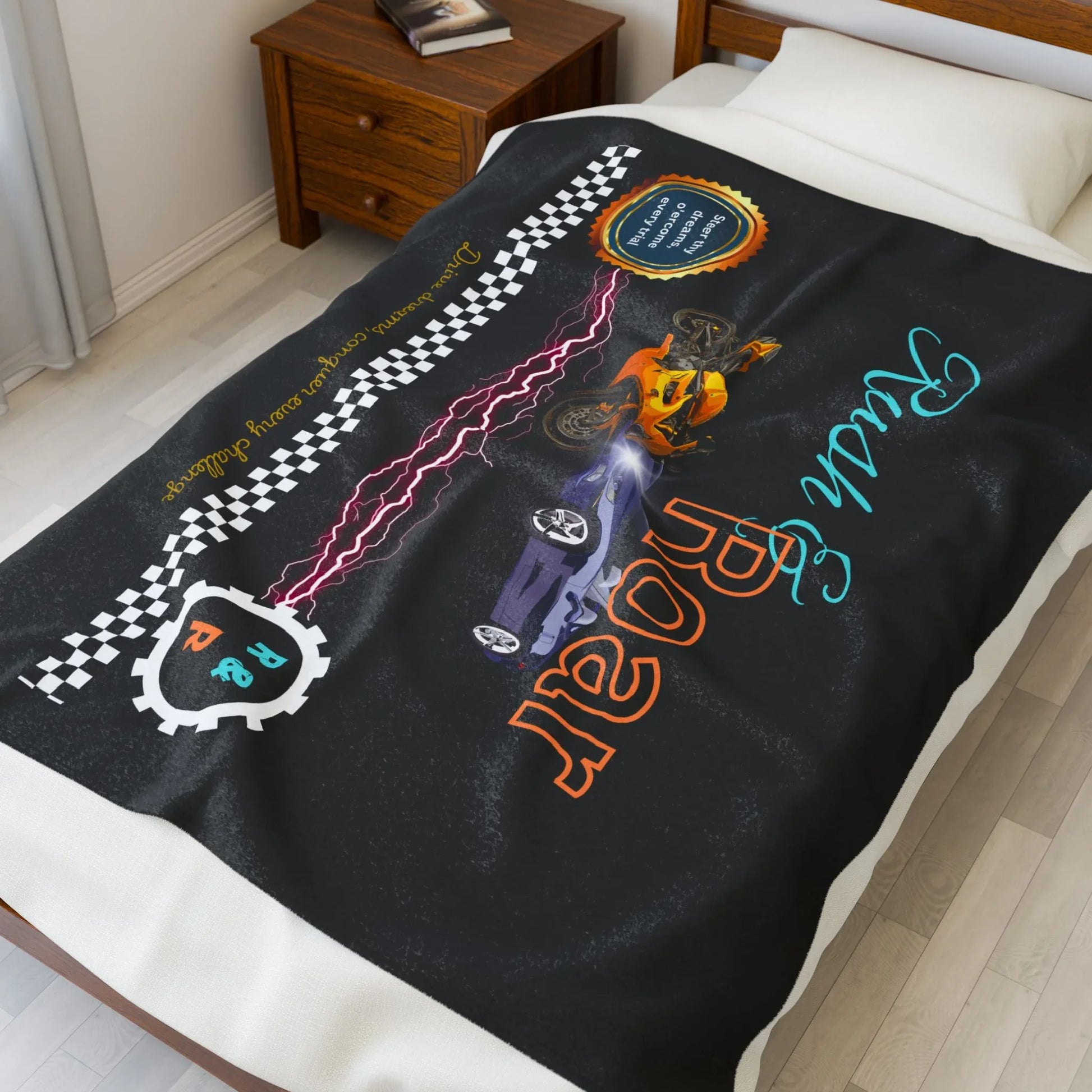 Racing Velveteen Plush Blanket - Cozy Throw For Car Lovers and Kids Rooms - RizQ Life 