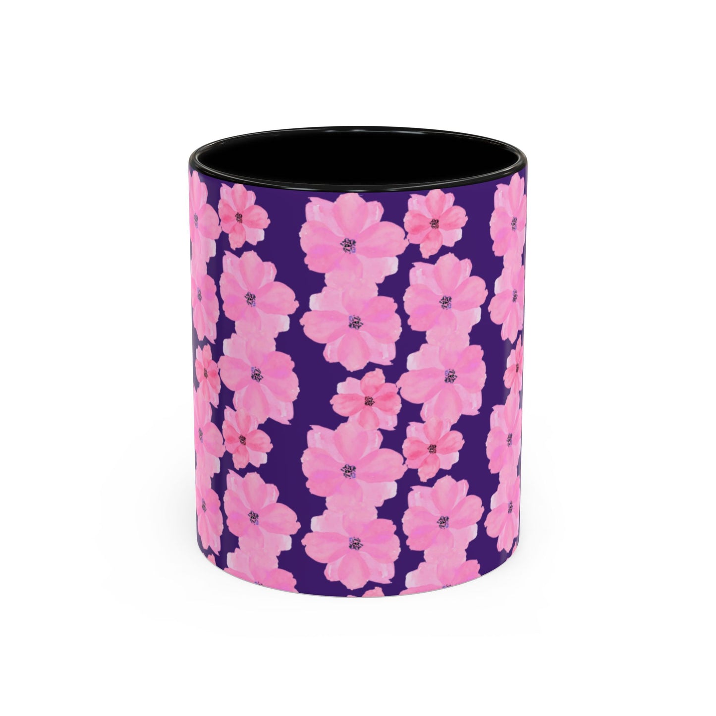 Chic Floral Coffee Mug - Pink Blossoms on Dark Background