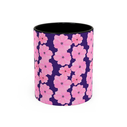 Chic Floral Coffee Mug - Pink Blossoms on Dark Background