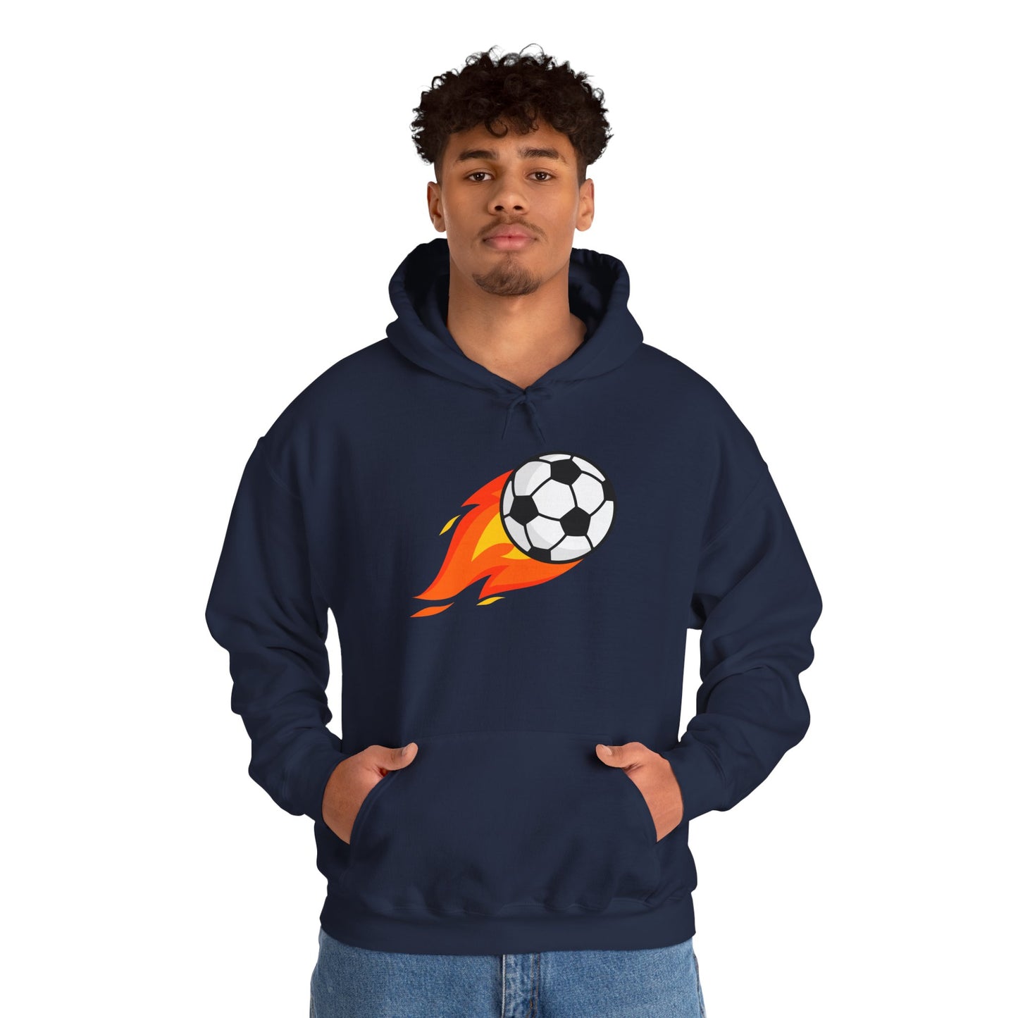 Soccer Fire Ball Hoodie - Men's Heavy Blend Hooded Sweatshirt