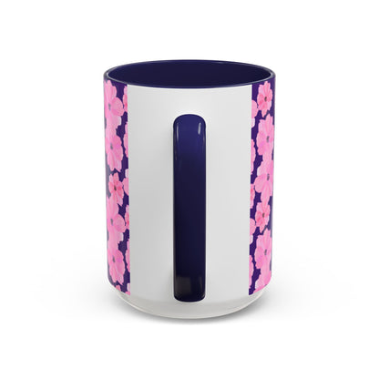 Chic Floral Coffee Mug - Pink Blossoms on Dark Background