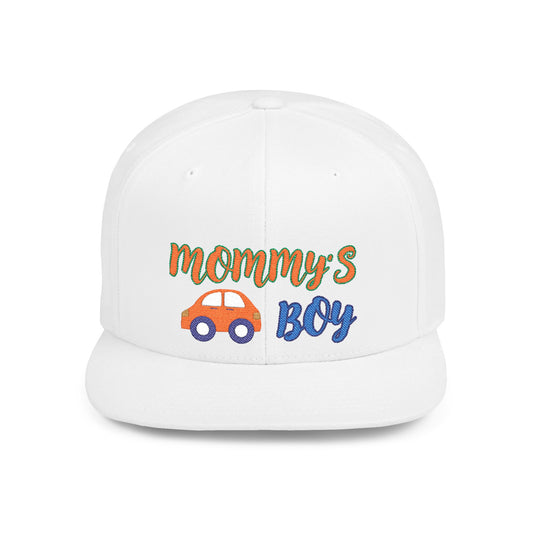 Mommy's Boy Flat Bill Snapback Cap – adjustable, stylish, and perfect for men, teens and even kids. Ideal casual hat or streetwear gift.