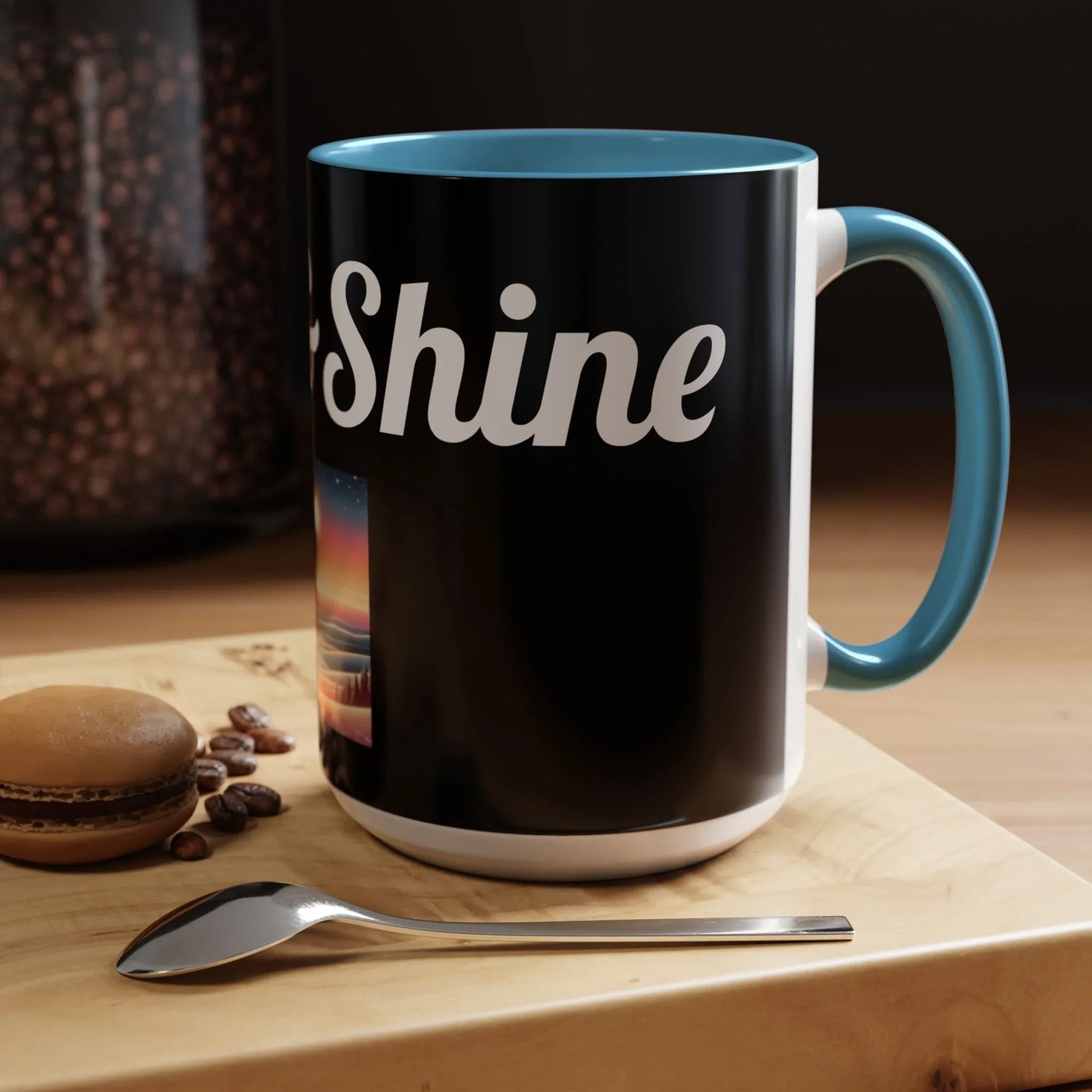 Rise & Shine Accent Coffee Mug - Motivational Black Mug for Morning Boost - RizQ Life 