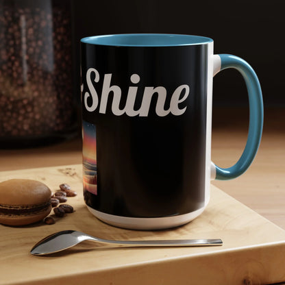 Rise & Shine Accent Coffee Mug - Motivational Black Mug for Morning Boost - RizQ Life 