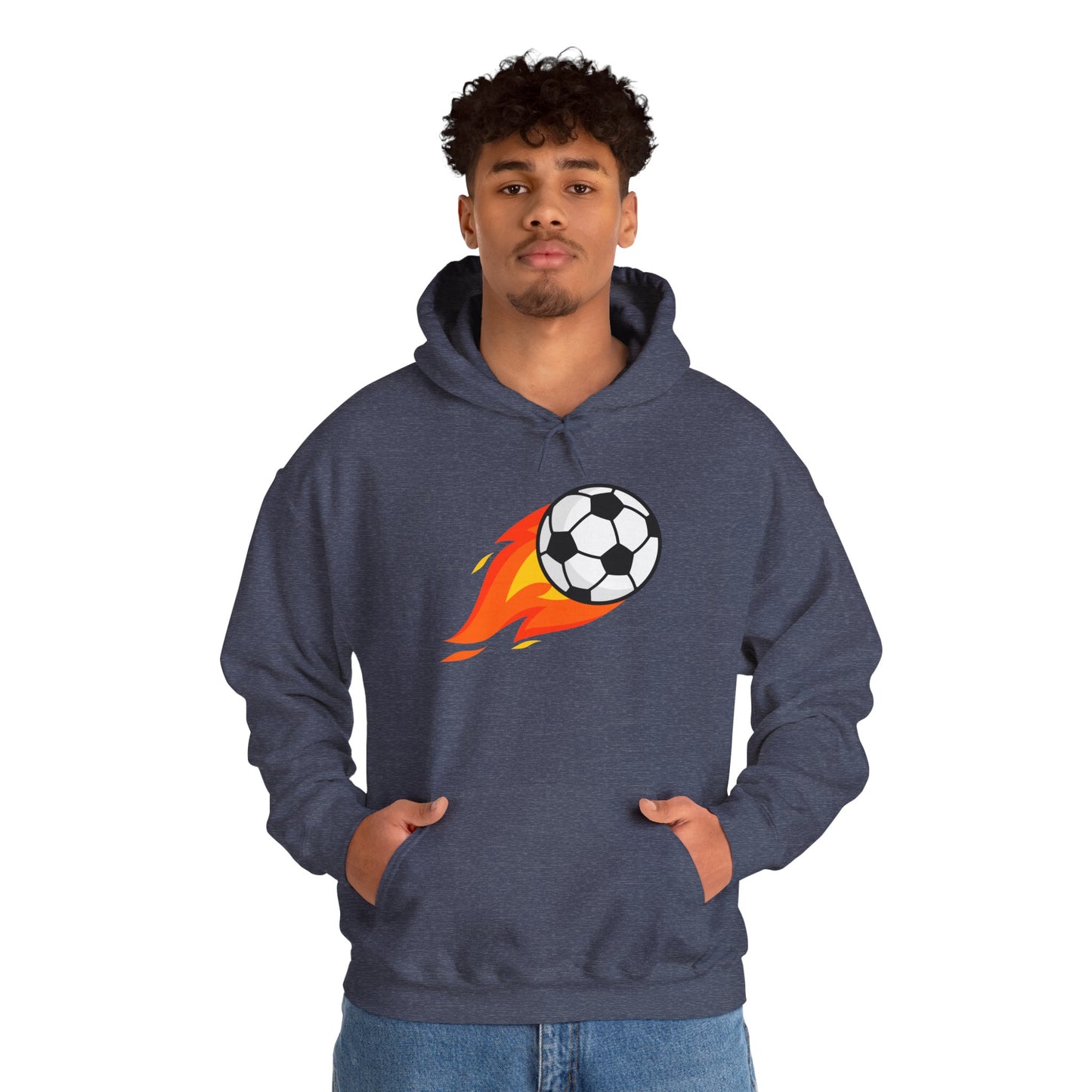 Soccer Fire Ball Hoodie - Men's Heavy Blend Hooded Sweatshirt
