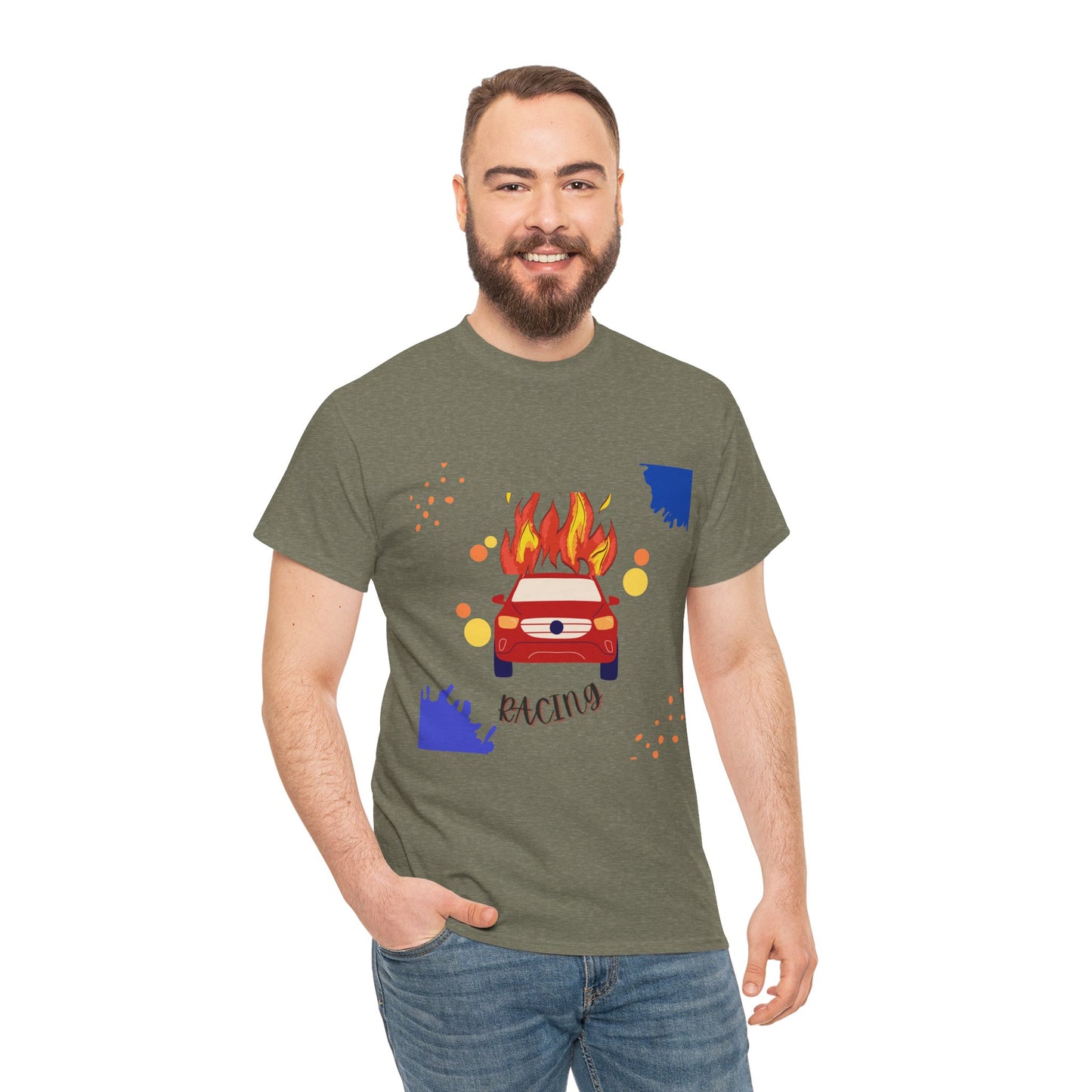 Unisex Racing Graphic T-Shirt – Heavy Cotton Car Racing Tee for Men & Women, Casual Motorsport Fan Shirt, Short Sleeve Top, Sizes S-5XL