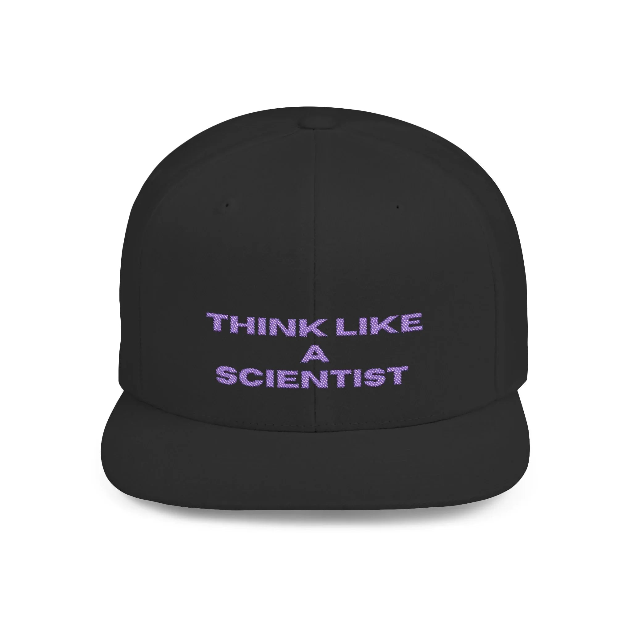 Think Like A Scientist Snapback Cap – Trendy flat bill hat for science lovers, STEM enthusiasts, and geeky gifts. Perfect for casual wear & conventions. - RizQ Life 