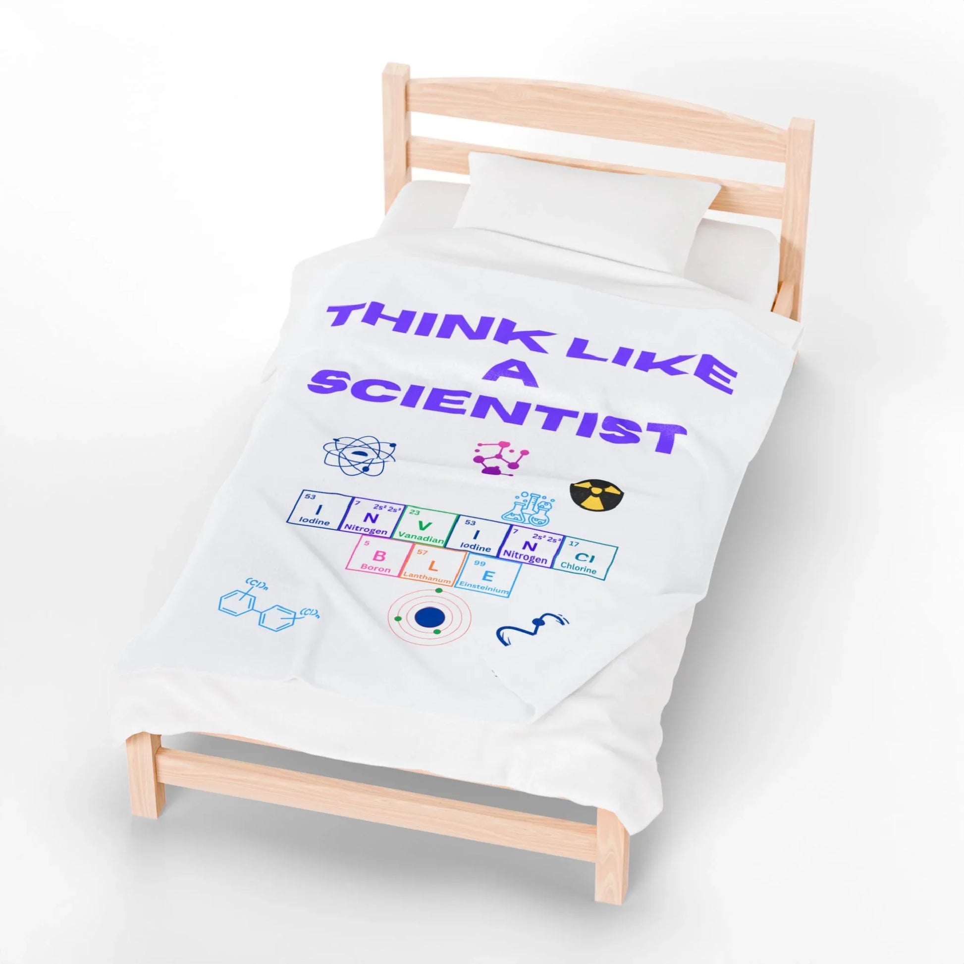 Think Like a Scientist Velveteen Plush Blanket - Cozy Gift for Science Lovers, Educational Decor, Science Theme, Home Comfort, [...] - RizQ Life 