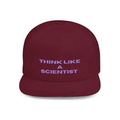 Think Like A Scientist Snapback Cap – Trendy flat bill hat for science lovers, STEM enthusiasts, and geeky gifts. Perfect for casual wear & conventions.