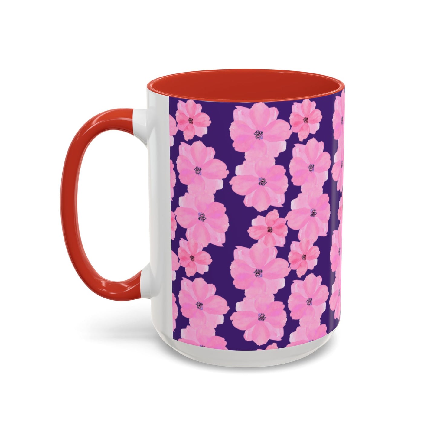 Chic Floral Coffee Mug - Pink Blossoms on Dark Background