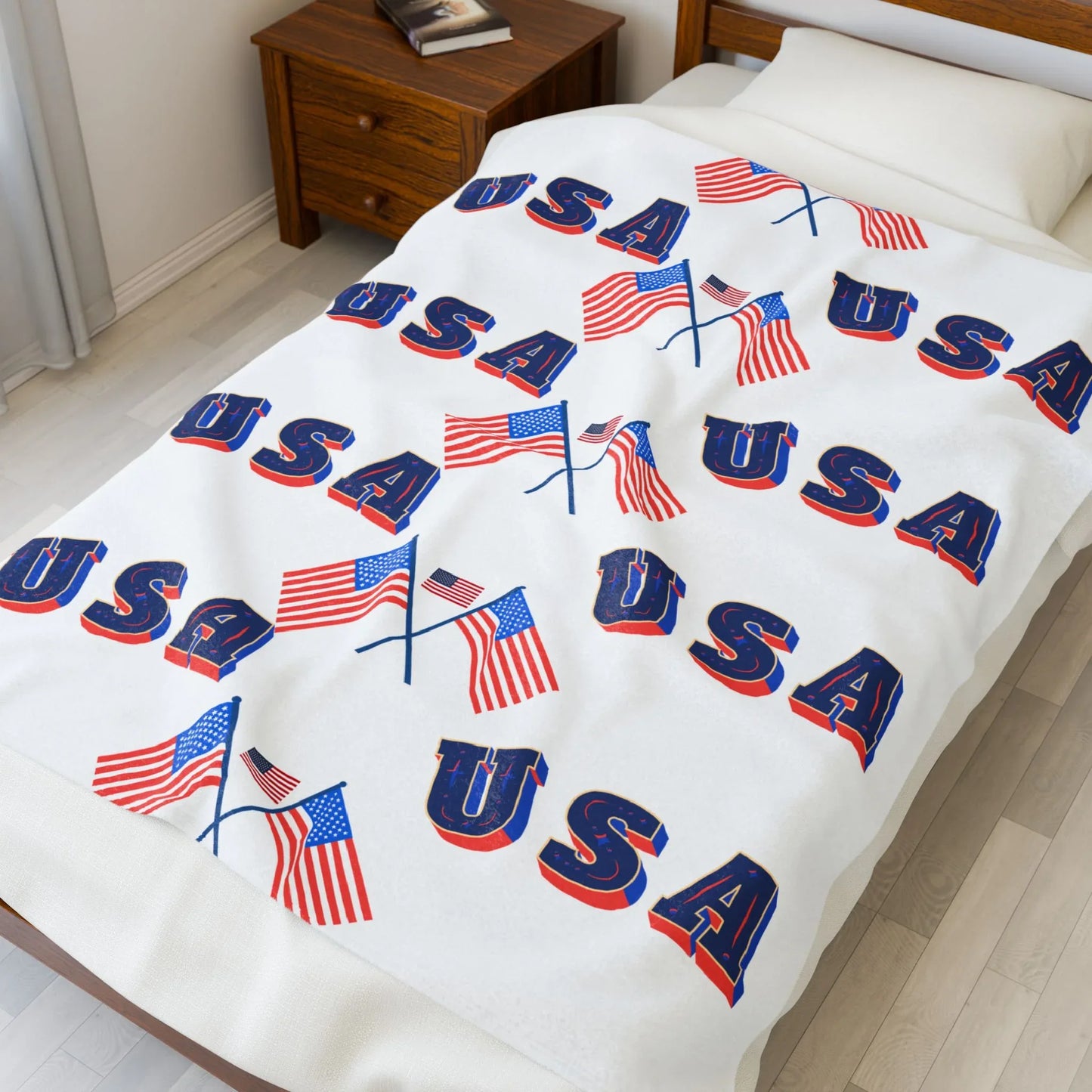 USA Flag Velveteen Plush Blanket - Cozy Throw for Independence Day, Festivals, Picnics, Home Decor, Gifts - RizQ Life 