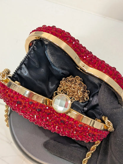 Rhinestone Crystal Clutch Bag, Luxury Bridal Evening Purse with Chain, Elegant Wedding & Formal Party Handbag - RizQ Life 