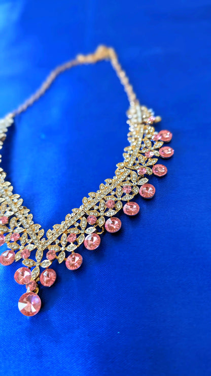 RizQ Life Exclusive: Blush Pink Rhinestone Bridal & Evening Jewelry Set