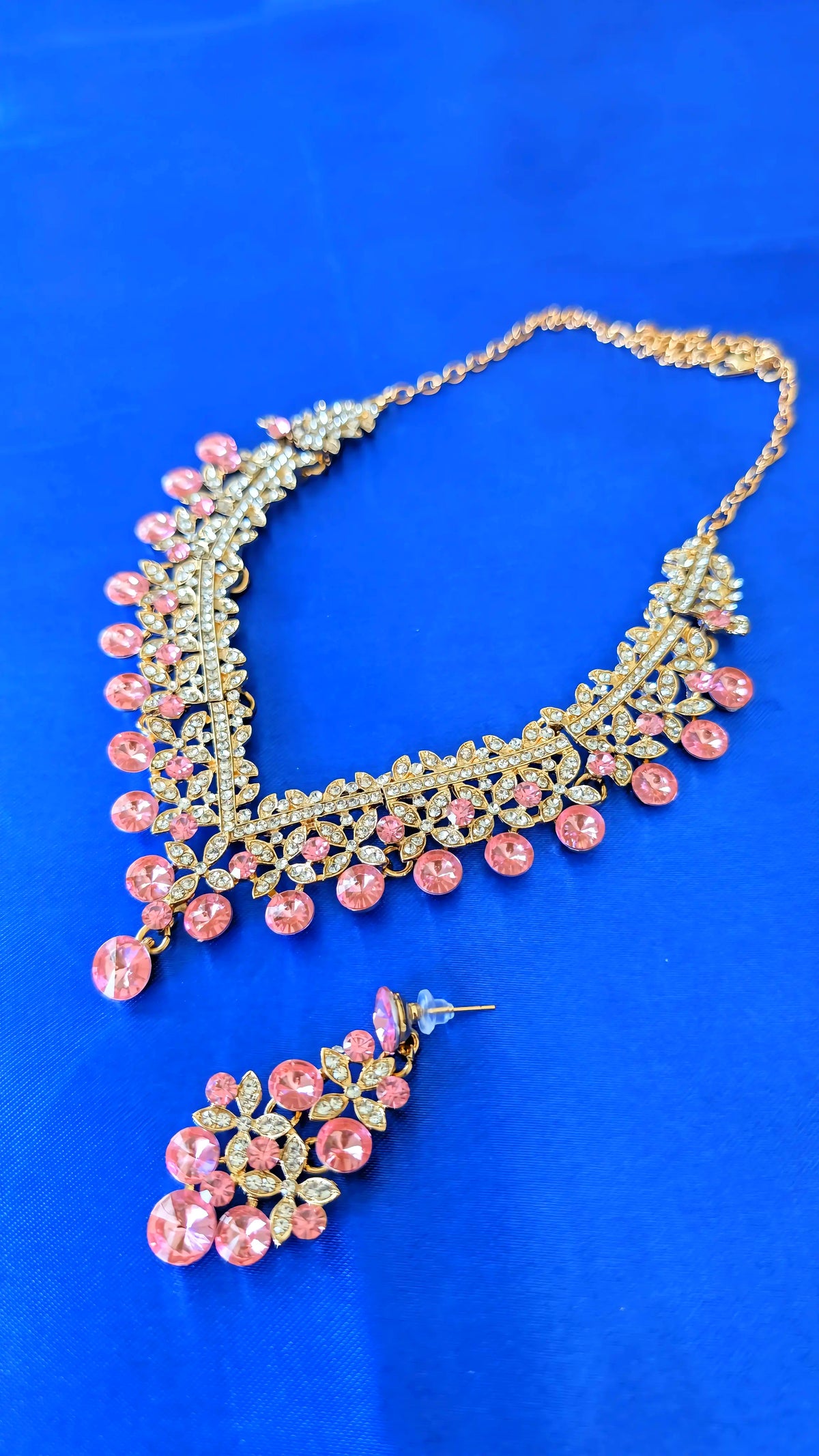 RizQ Life Exclusive: Blush Pink Rhinestone Bridal & Evening Jewelry Set