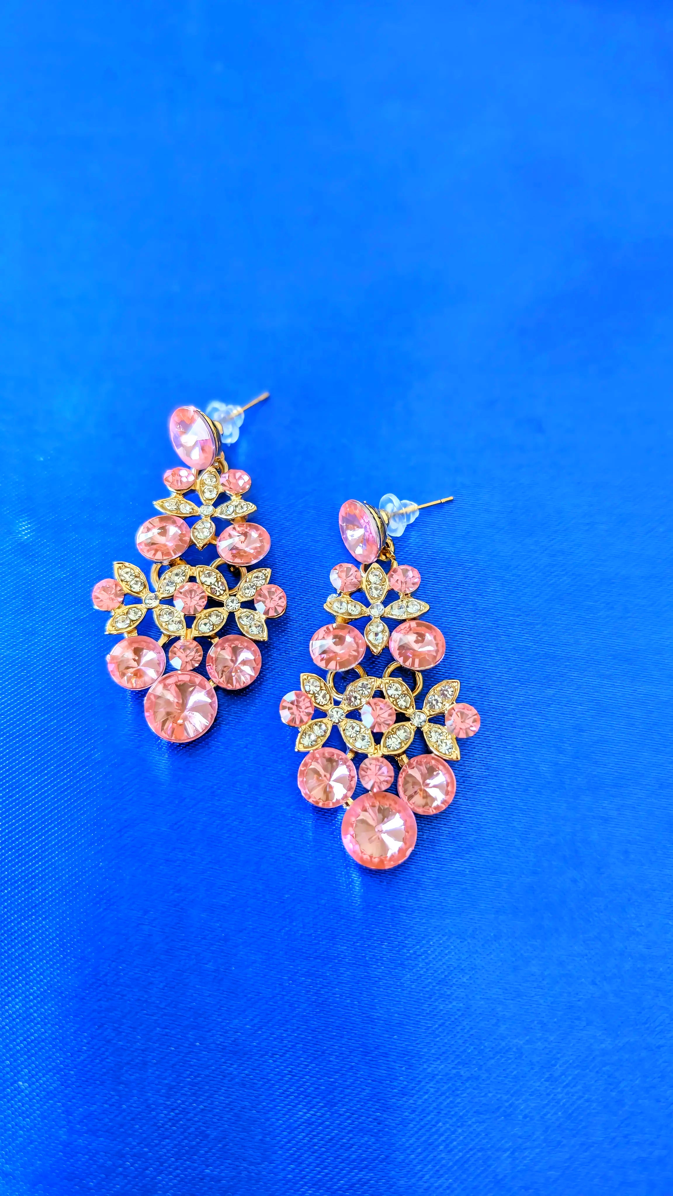 RizQ Life Exclusive: Blush Pink Rhinestone Bridal & Evening Jewelry Set