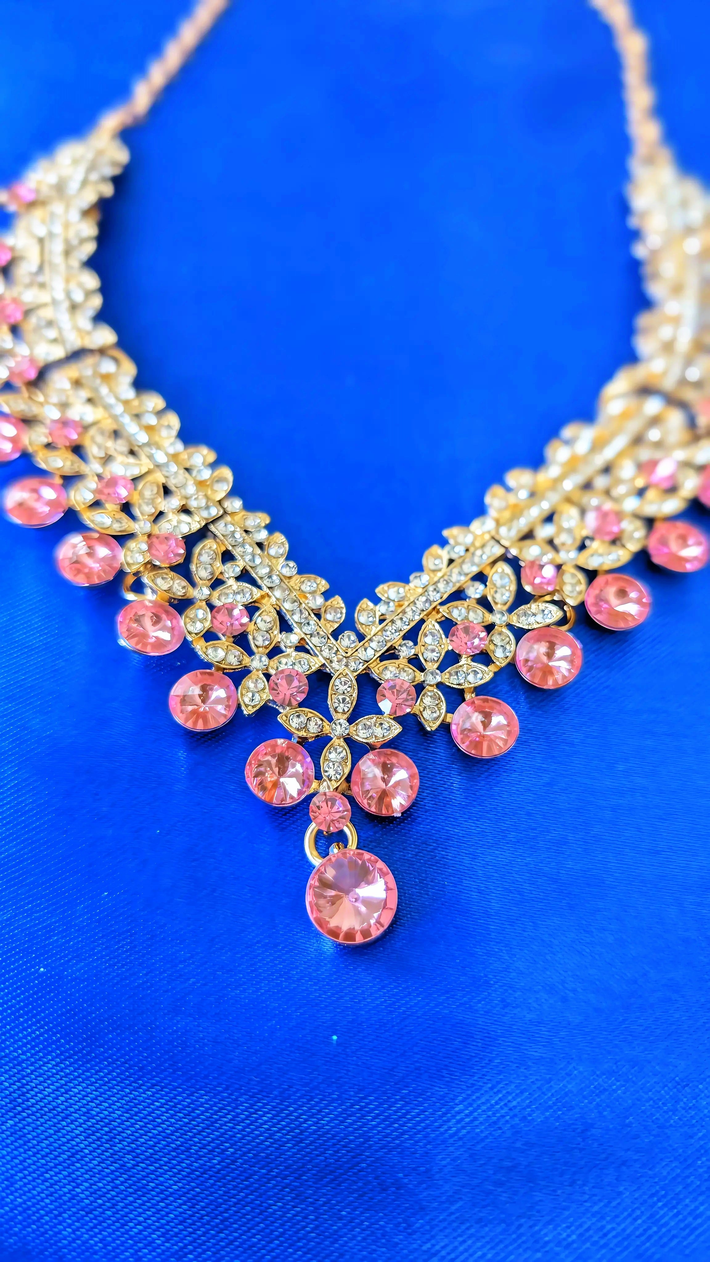 RizQ Life Exclusive: Blush Pink Rhinestone Bridal & Evening Jewelry Set