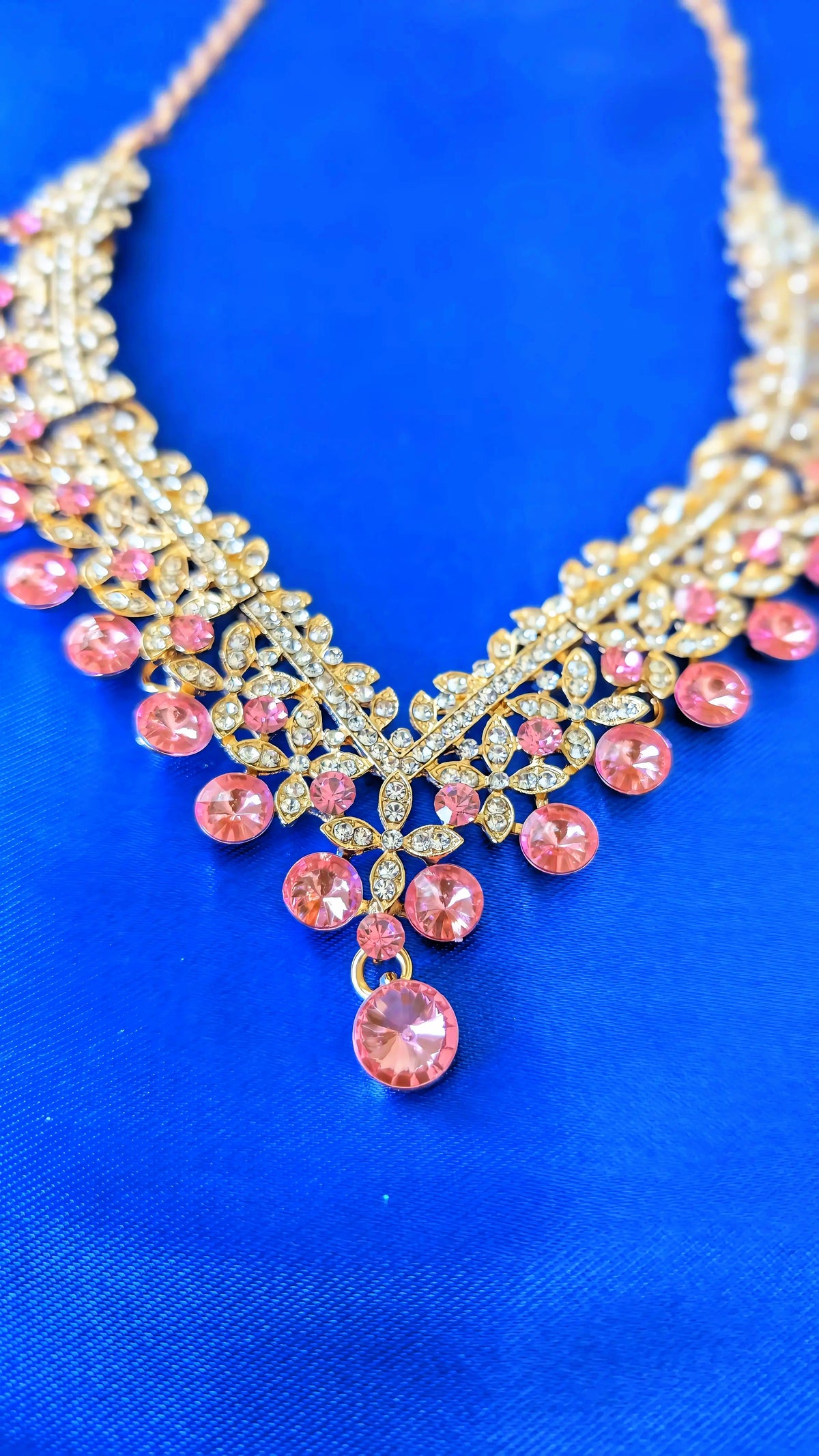 RizQ Life Exclusive: Blush Pink Rhinestone Bridal & Evening Jewelry Set