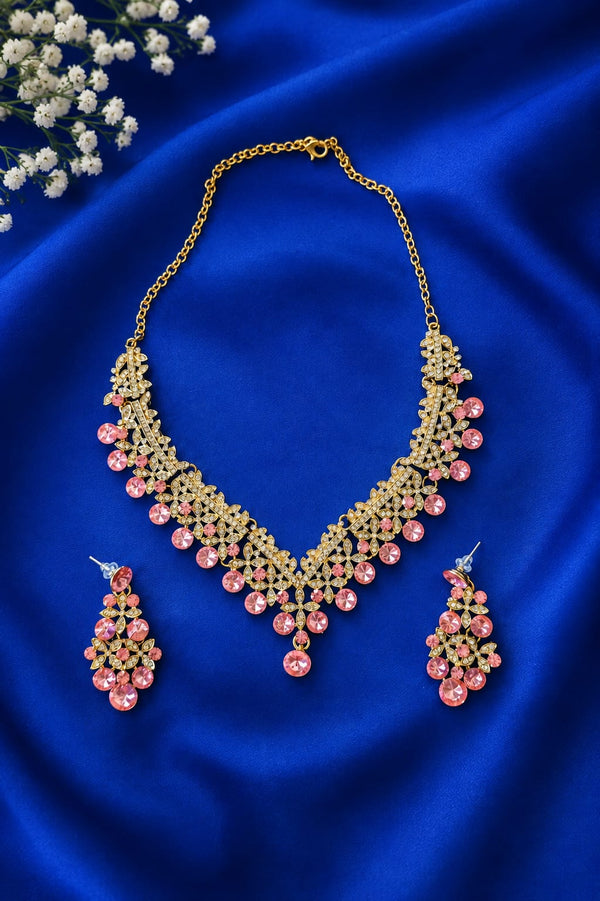 RizQ Life Exclusive: Blush Pink Rhinestone Bridal & Evening Jewelry Set