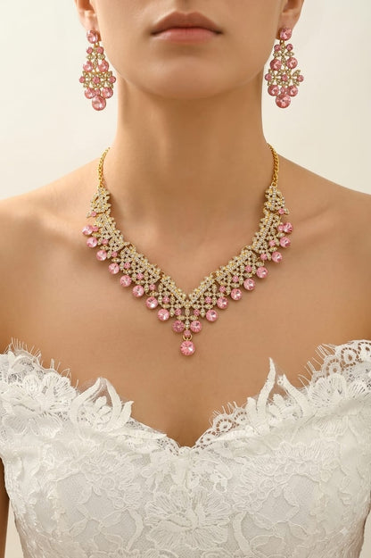 RizQ Life Exclusive: Blush Pink Rhinestone Bridal & Evening Jewelry Set
