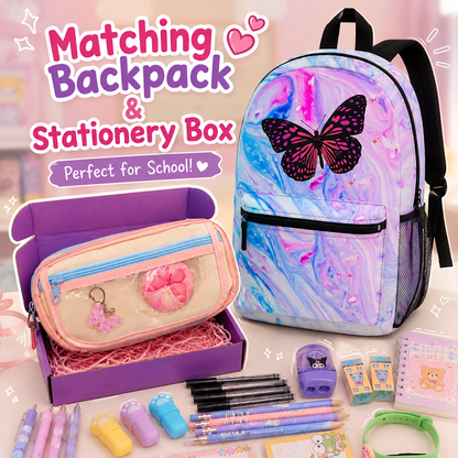 Butterfly Marble Backpack | Trendy School Bag, Stylish Travel Backpack, Gift for Teens, Summer Vibes, Colorful Rucksack