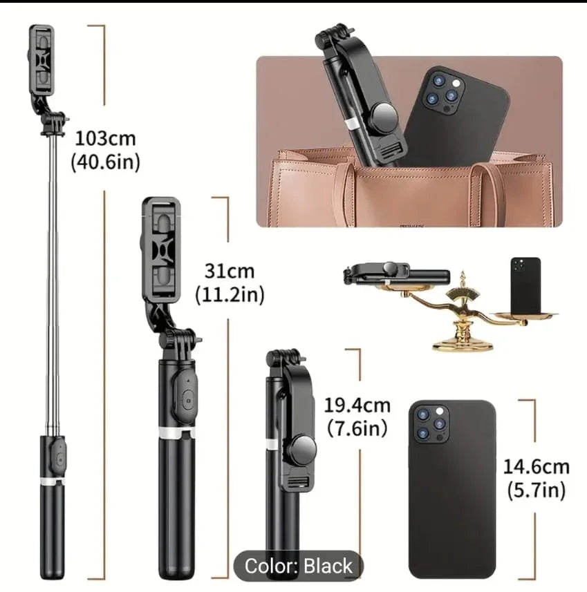 Wireless Remote Selfie Stick for iPhone & Android - Foldable Mini Tripod - RizQ Life 