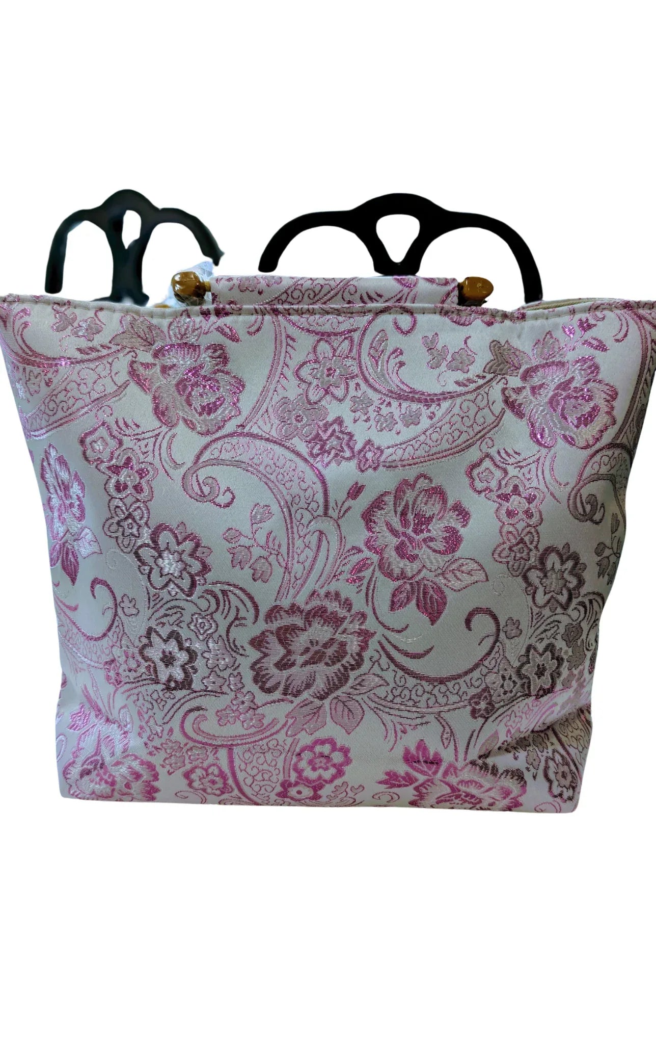 Embroidery Flower Tote Bag| Bamboo handle, Elegant Gift