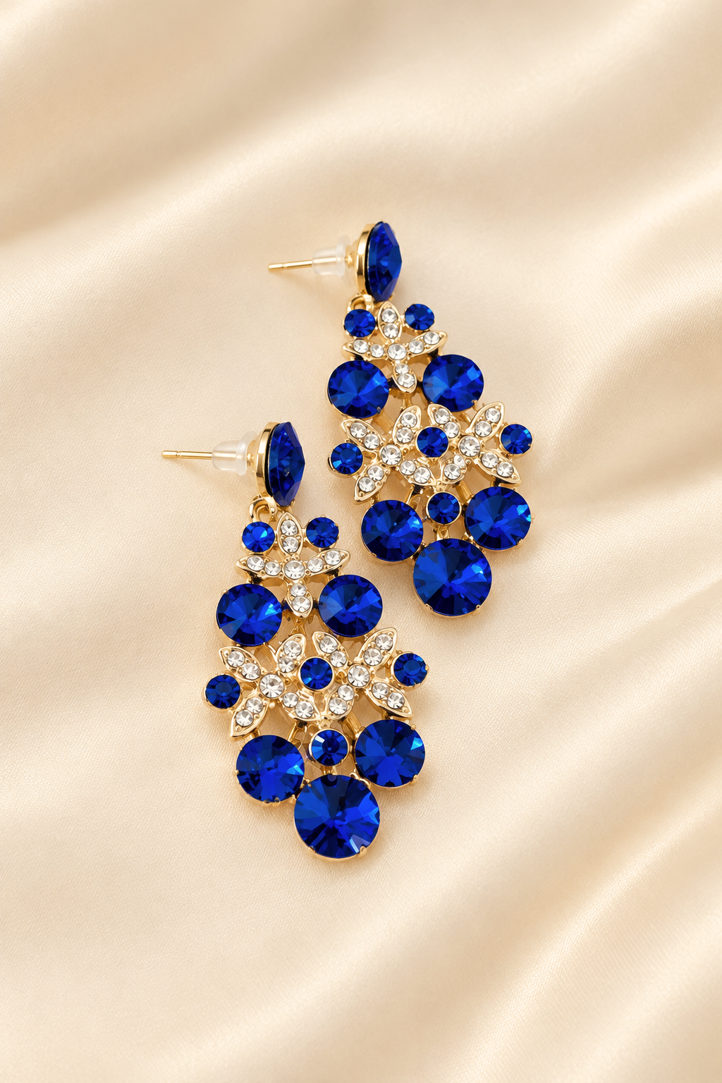 Royal Sapphire Blue & Gold 3-Piece Jewelry Set | Diwali, Bridal & Prom