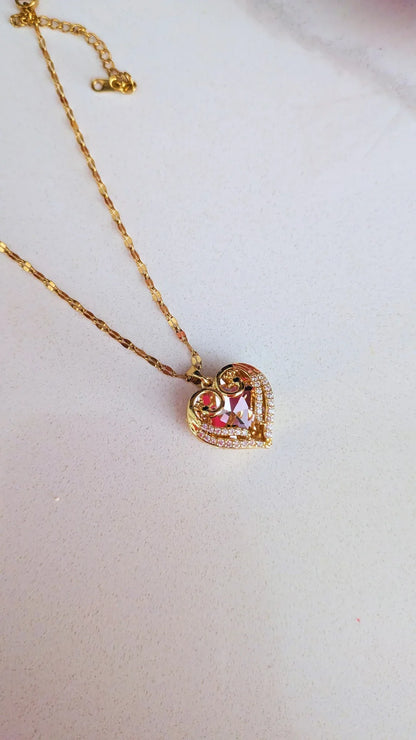 18K Gold Plated Heart Pendant Necklace with Cubic Zirconia – Luxury Valentine Gift for Women - RizQ Life 