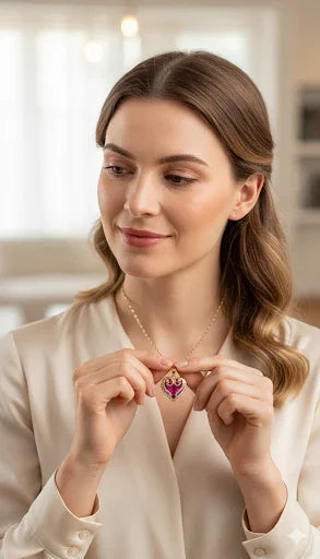Timeless Love Heart Necklace – 18K Gold Plated, CZ Inlaid Luxury Pendant