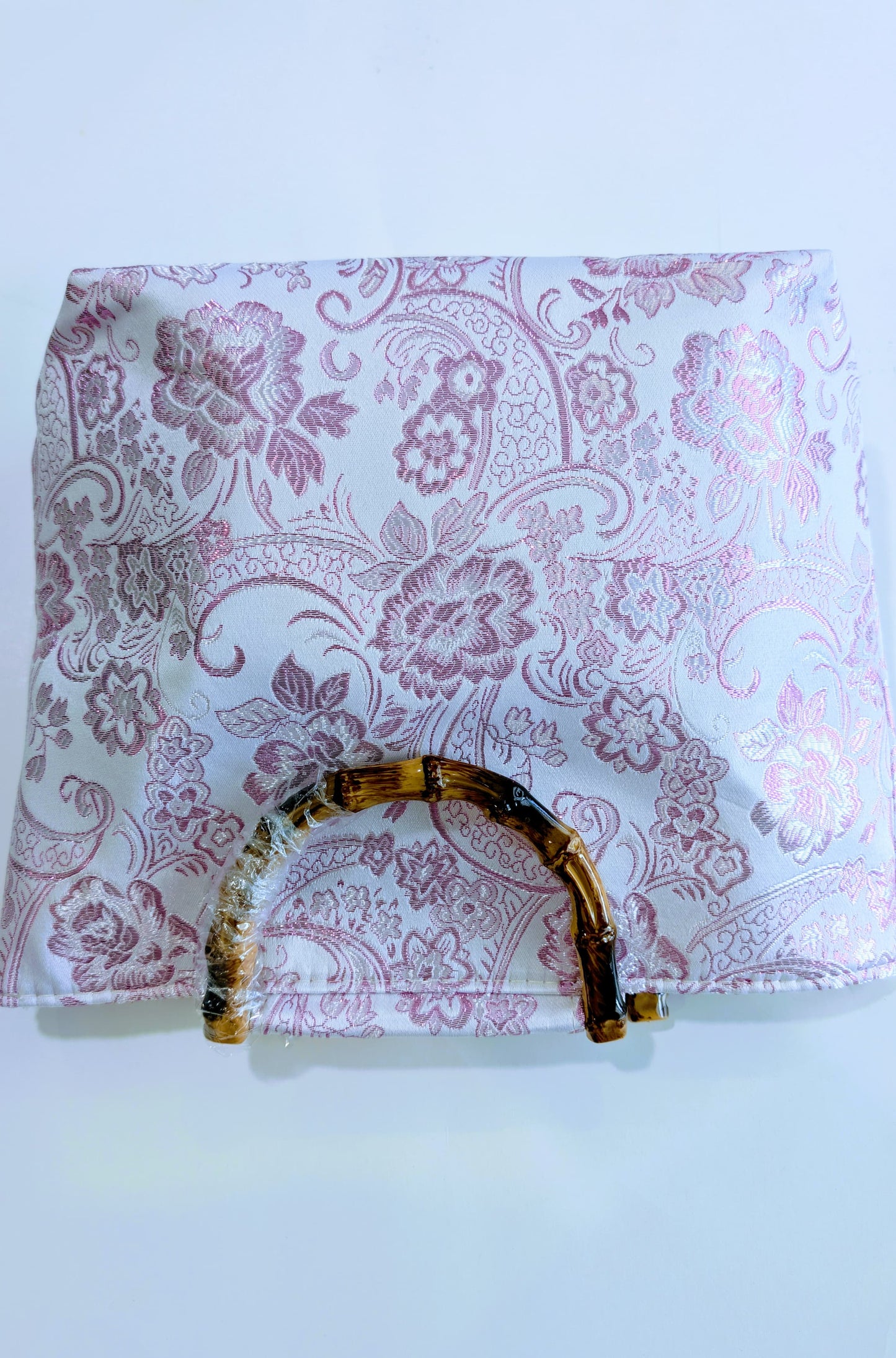 Embroidery Flower Tote Bag| Bamboo handle, Elegant Gift
