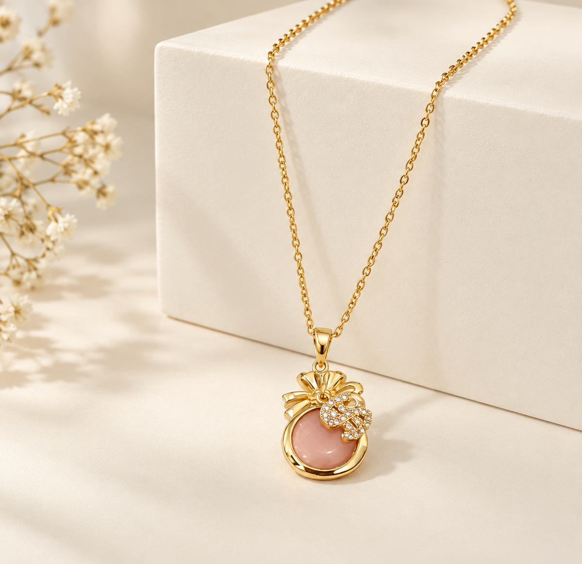 18K Gold Plated Stainless Steel Cubic Zirconia Pendant Necklace | Waterproof & Tarnish-Resistant Dainty Jewelry