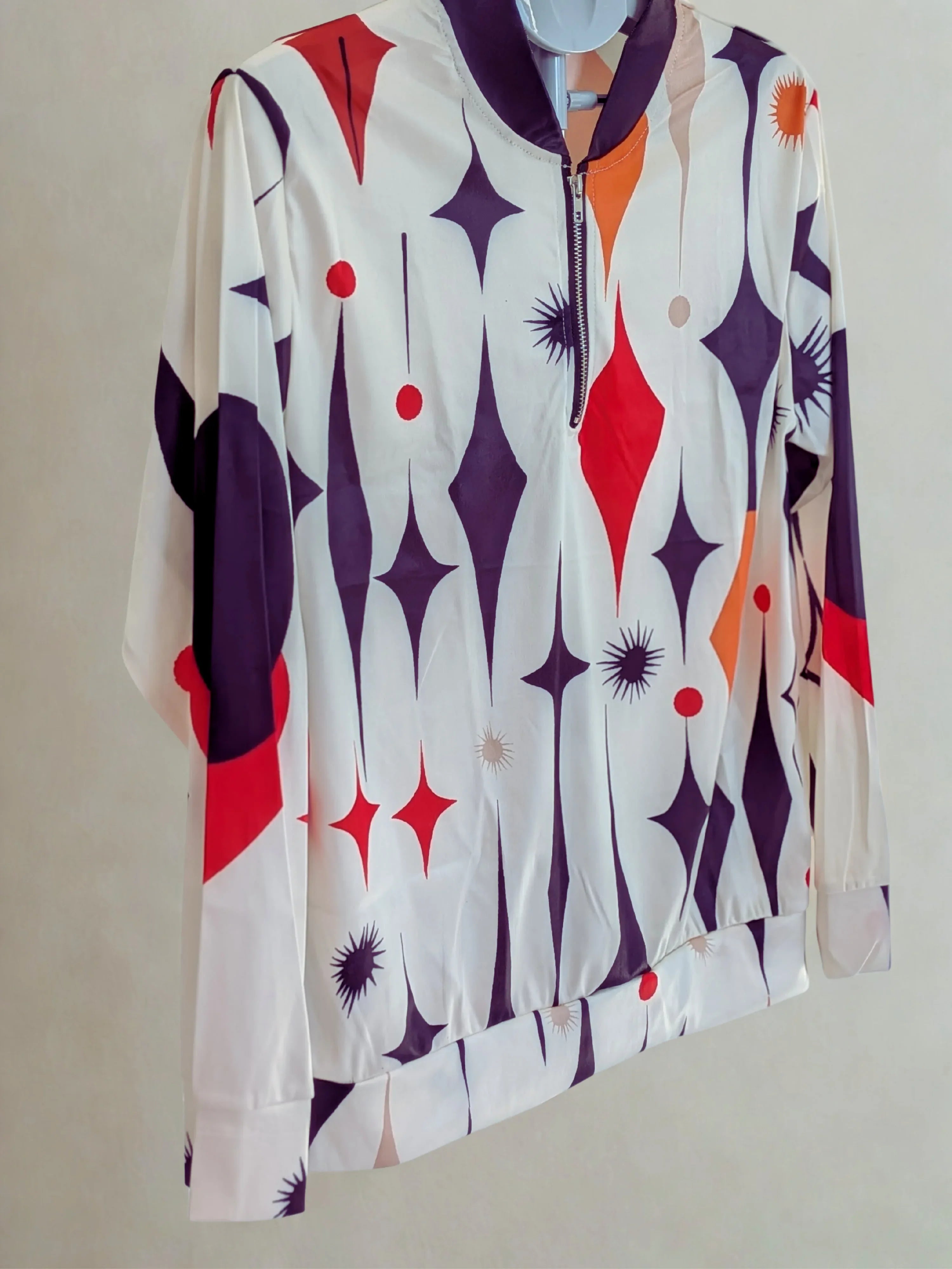 Men's Long Sleeve Shirt, Loose Fit V-Neck Zipper Front, All season Formal & Casual Tops, Geometric Pattern Men's Clothing - RizQ Life 