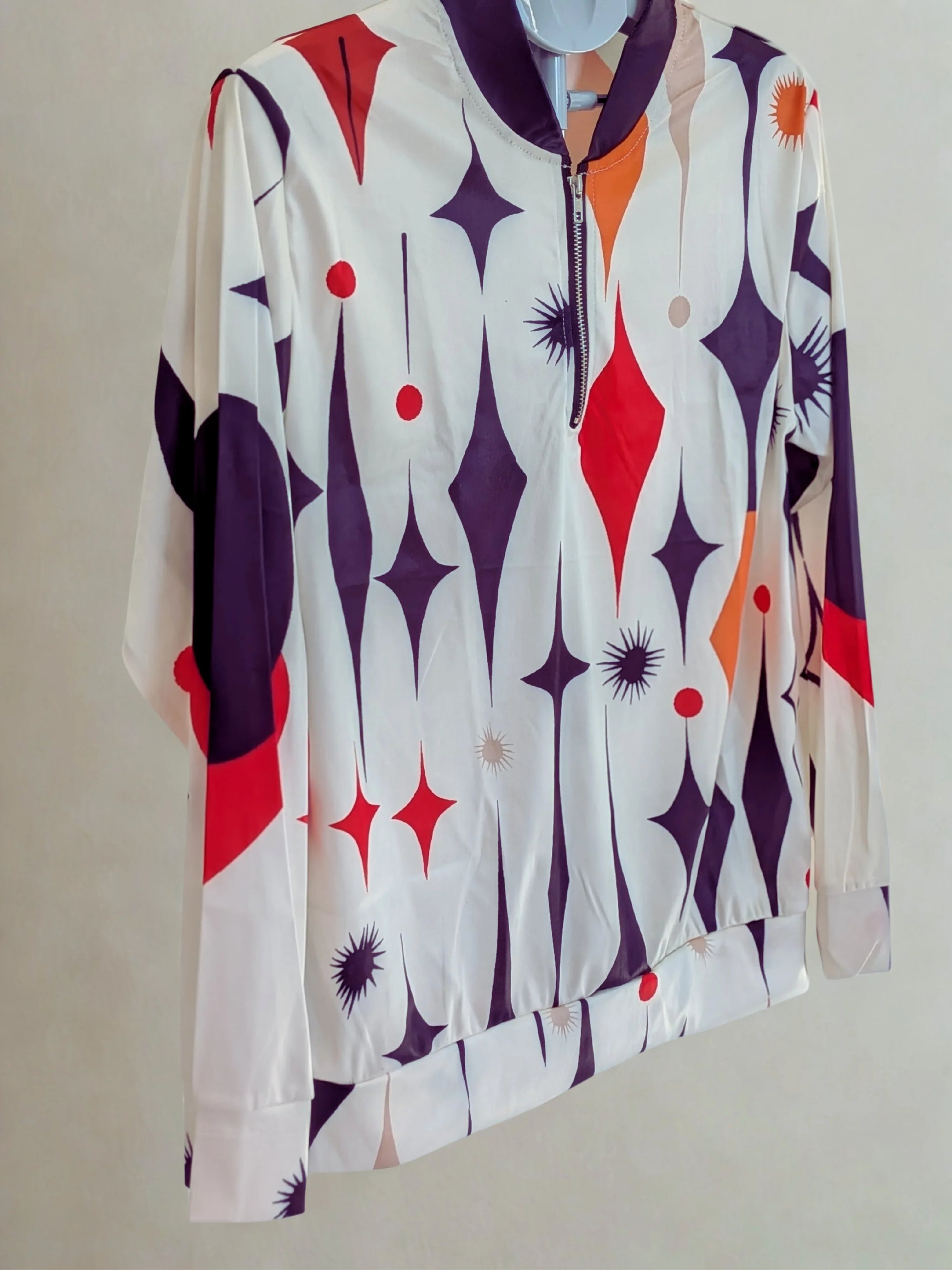 Men's Long Sleeve Shirt, Loose Fit V-Neck Zipper Front, All season Formal & Casual Tops, Geometric Pattern Men's Clothing - RizQ Life 