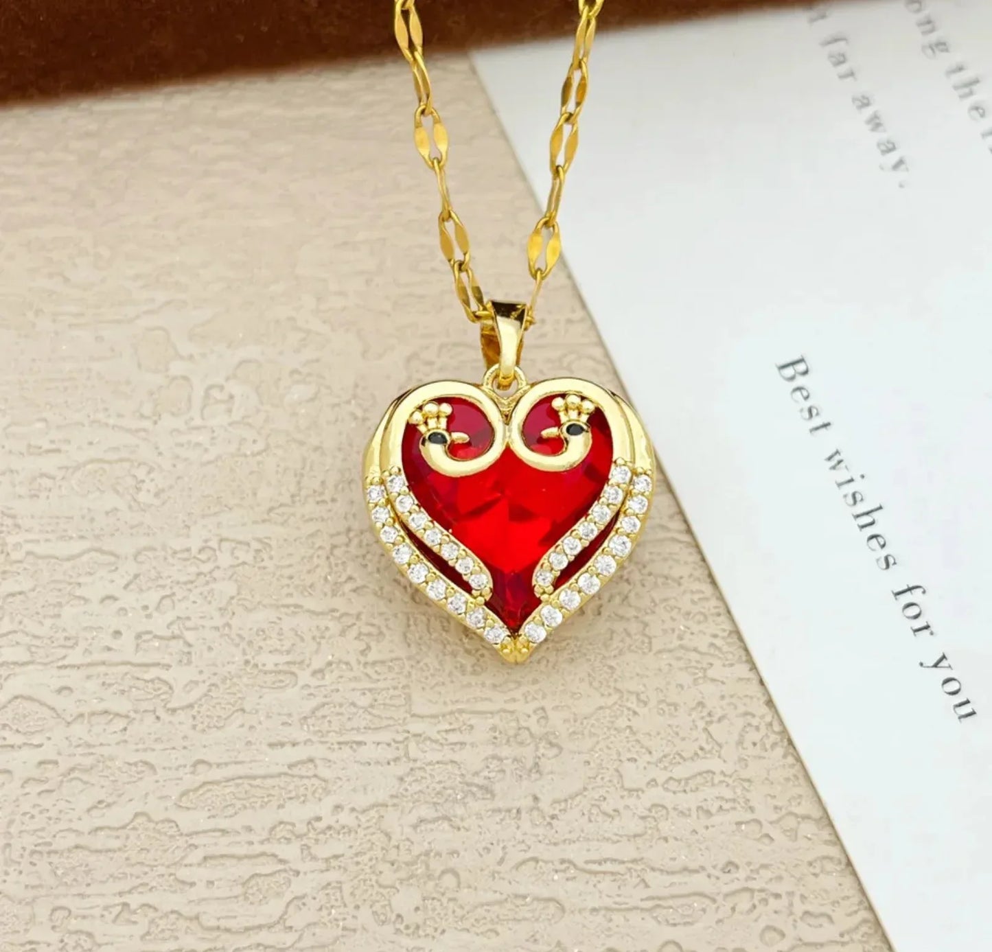 Timeless Love Heart Necklace – 18K Gold Plated, CZ Inlaid Luxury Pendant - RizQ Life 
