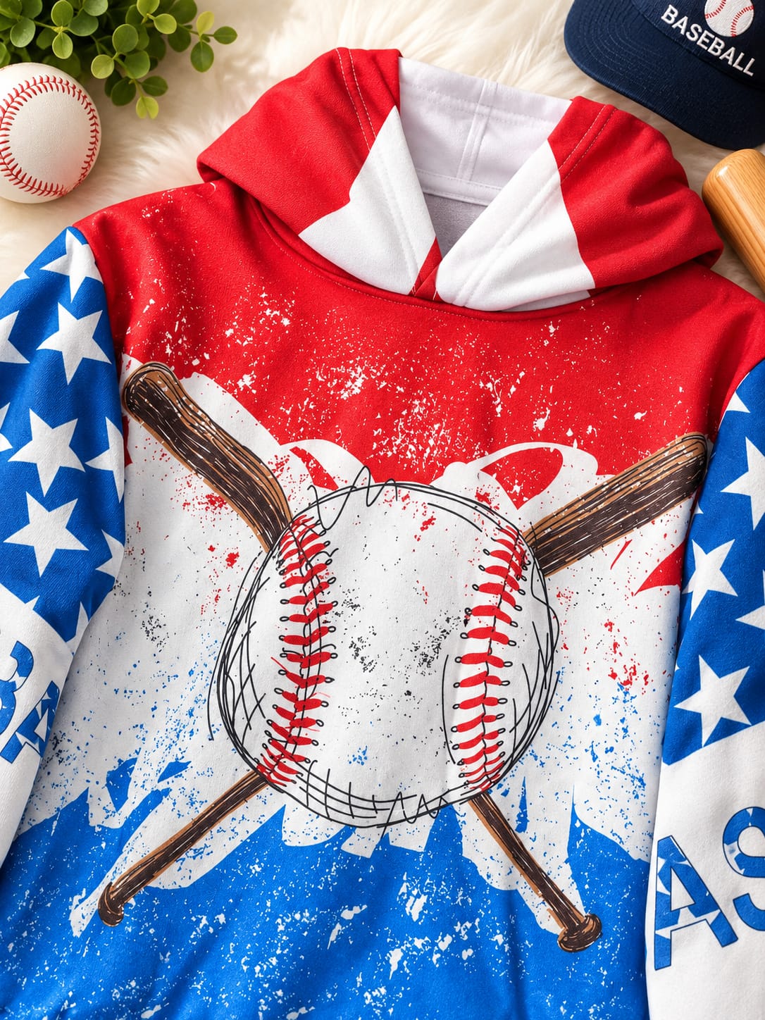 Kids USA Baseball Fleece Pullover Hoodie