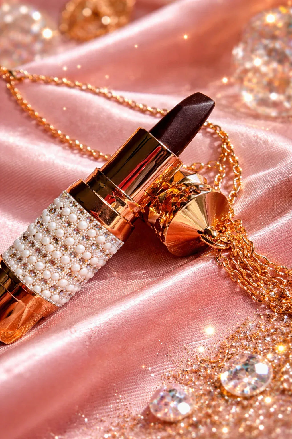 Magic Color-Changing Lipstick Necklace – Pearl & Gold pH-Balanced Lipstick - RizQ Life 